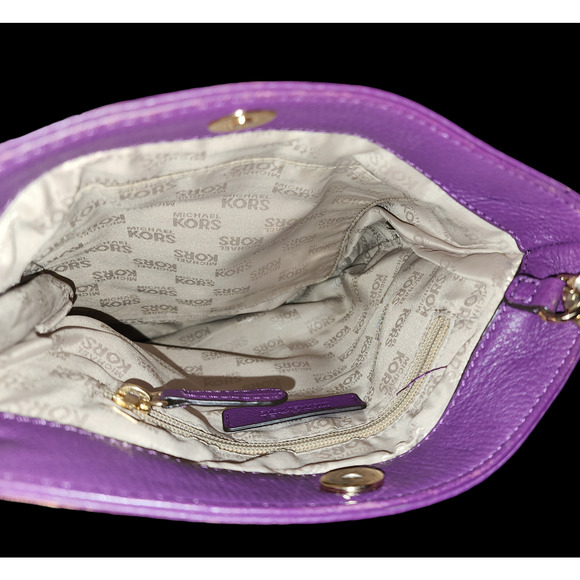 Michael Kors Hamilton Large Leather Crossbody Shoulder Bag purple - Picture 3 of 7